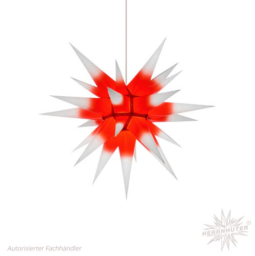 Herrnhuter Sterne - Papier i6 weiß mit rotem Kern